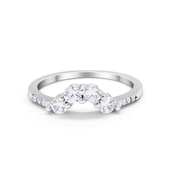 Curved Wedding Eternity Band Simulated Cubic Zirconia 925 Sterling Silver Ring